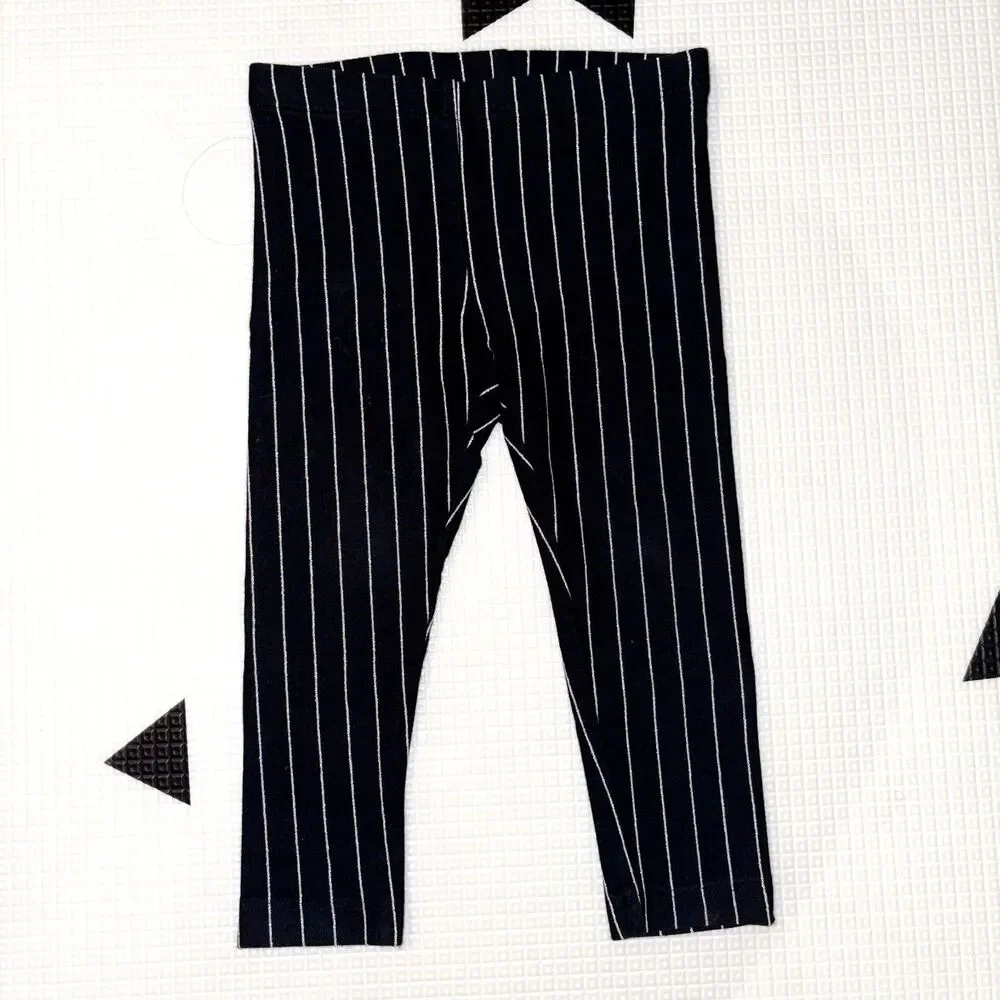 Tea Collection Yin & Yang Panda Dress w/ Sparkly Pin Striped Black Leggings